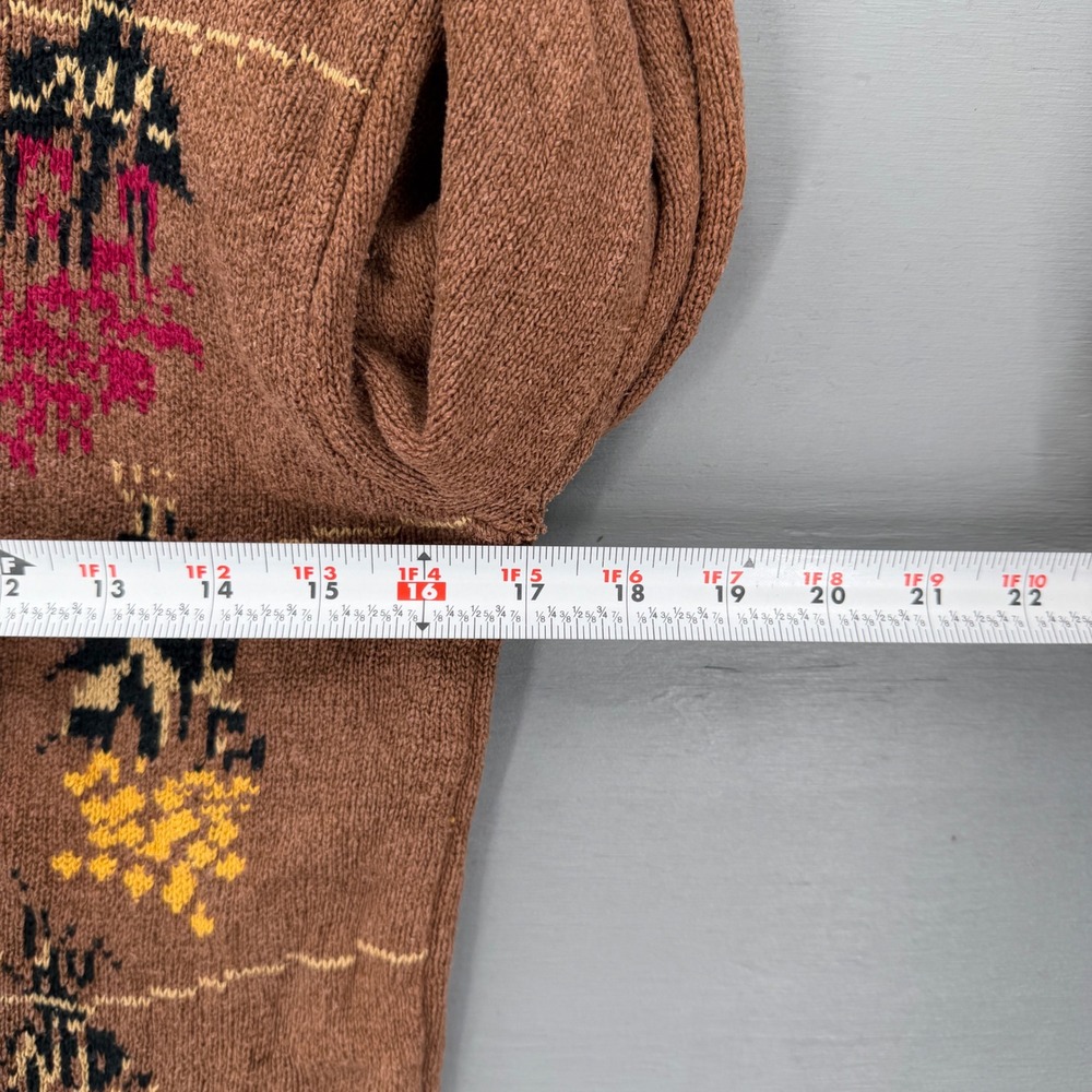 Jantzen Vintage Knit Sweater Brown Silk Blend Intarsia Puff Sleeve Small - Picture 5 of 7